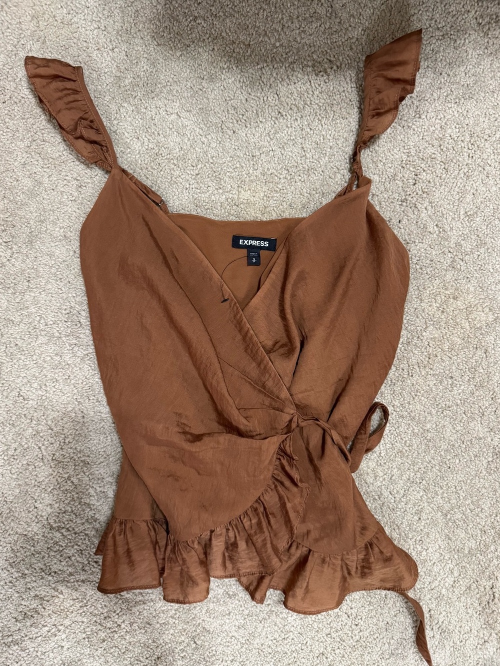 Express Rust Ruffle Wrap Top Adjustable - Picture 2 of 4